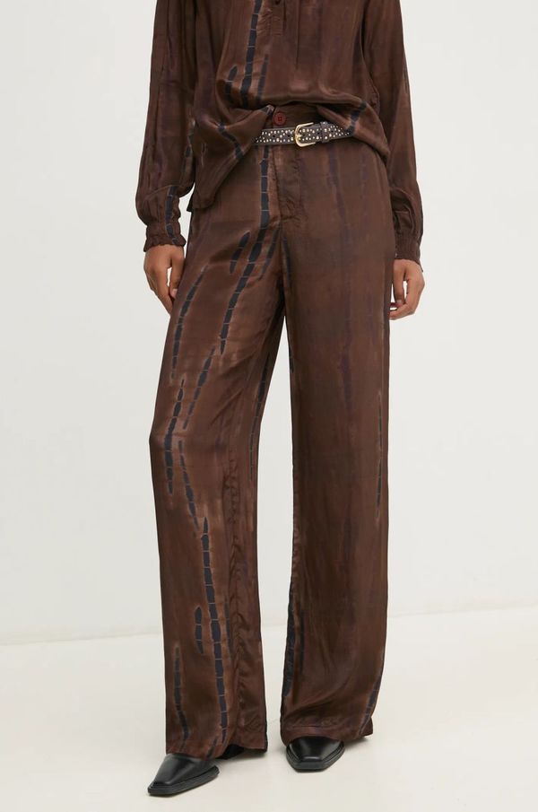 Pedro del Hierro Hlače Pedro del Hierro za žene, boja: smeđa, široke, visoki struk, 7608775