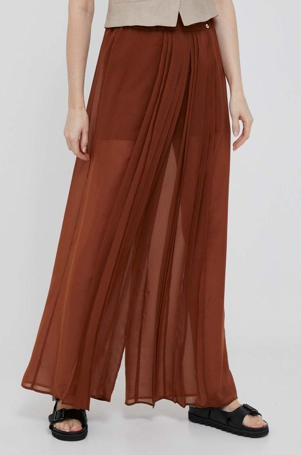 Pennyblack Hlače Pennyblack za žene, boja: smeđa, široke, visoki struk