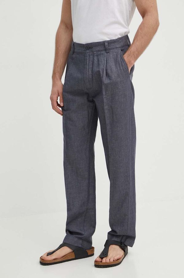 Pepe Jeans Hlače Pepe Jeans RELAXED PLEATED LINEN PANTS za muškarce, boja: siva, chinos kroj, PM211700