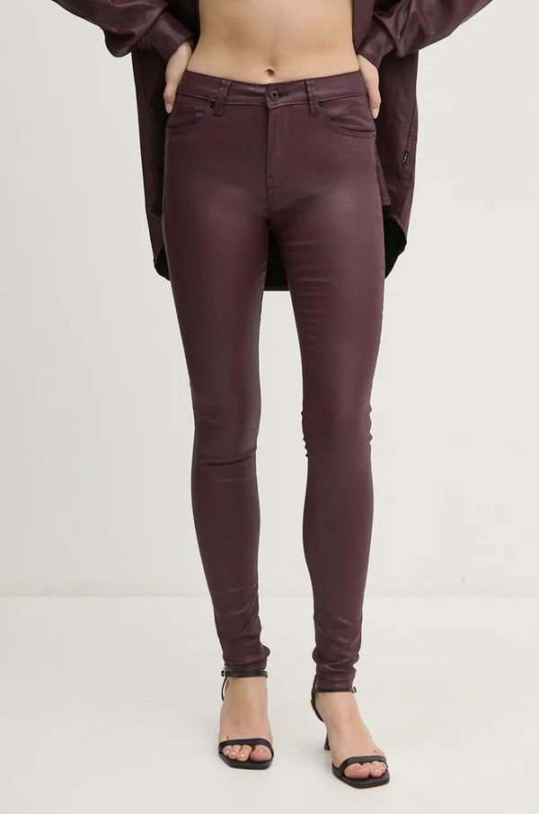 Pepe Jeans Hlače Pepe Jeans SKINNY JEANS MW za žene, boja: bordo, uski kroj, visoki struk, PL204728YH7