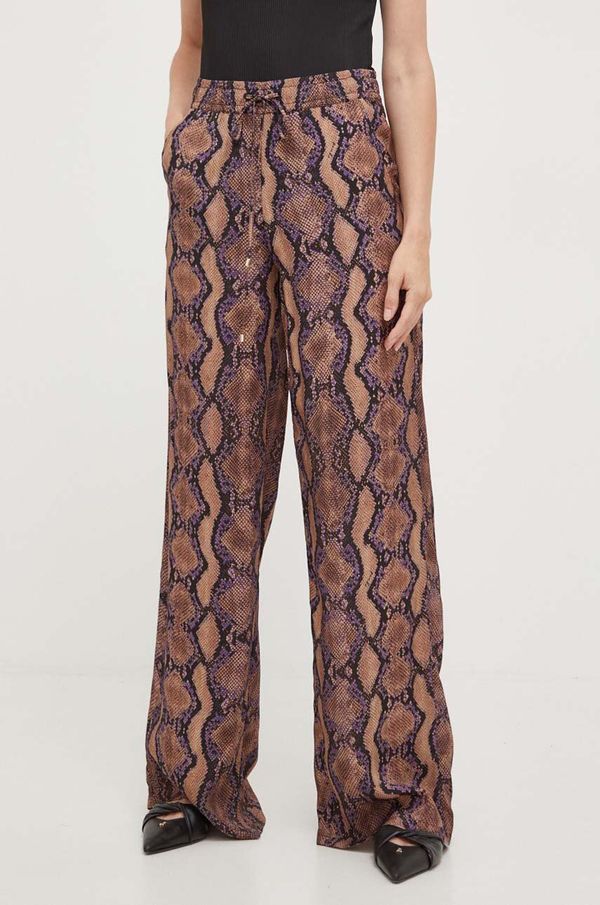 Pinko Hlače Pinko za žene, boja: smeđa, ravni kroj, visoki struk