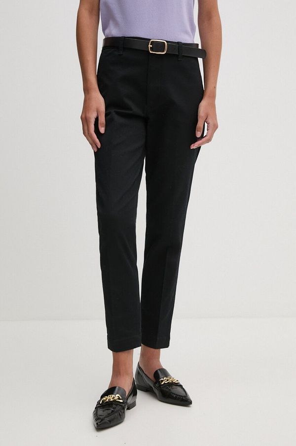 Polo Ralph Lauren Hlače Polo Ralph Lauren za žene, boja: crna, ravni kroj, visoki struk