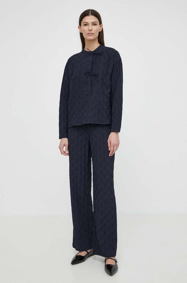 Resume Hlače Résumé AshleyRS Pant za žene, boja: tamno plava, široke, visoki struk, 20691128