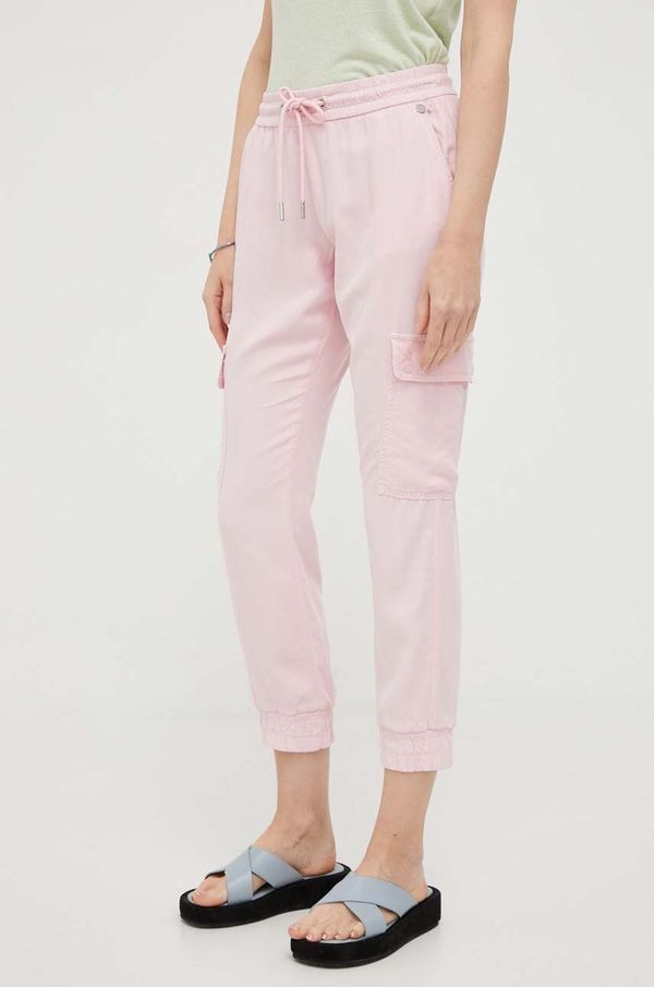Rich & Royal Hlače Rich & Royal za žene, boja: ružičasta, cargo kroj, srednje visoki struk