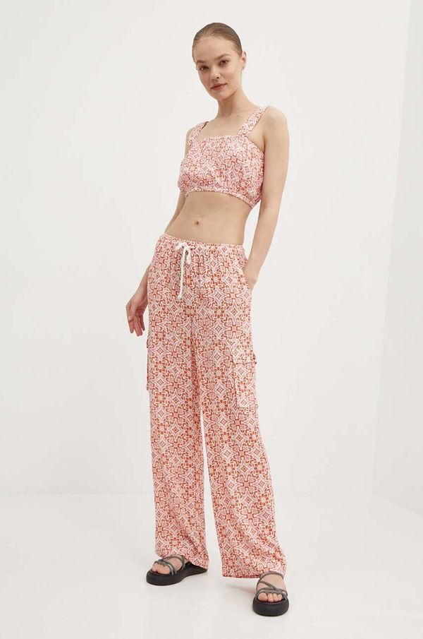 Roxy Hlače Roxy PRECIOUS za žene, boja: narančasta, ravni kroj, visoki struk, ERJNP03562