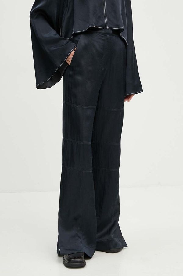 Day Birger et Mikkelsen Hlače s dodatkom lana Day Birger et Mikkelsen Jonas - High Shine Blend RD boja: tamno plava, široke, visoki struk, DAY65243257