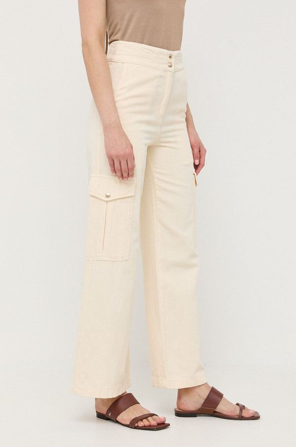 Patrizia Pepe Hlače s dodatkom lana Patrizia Pepe visoki struk