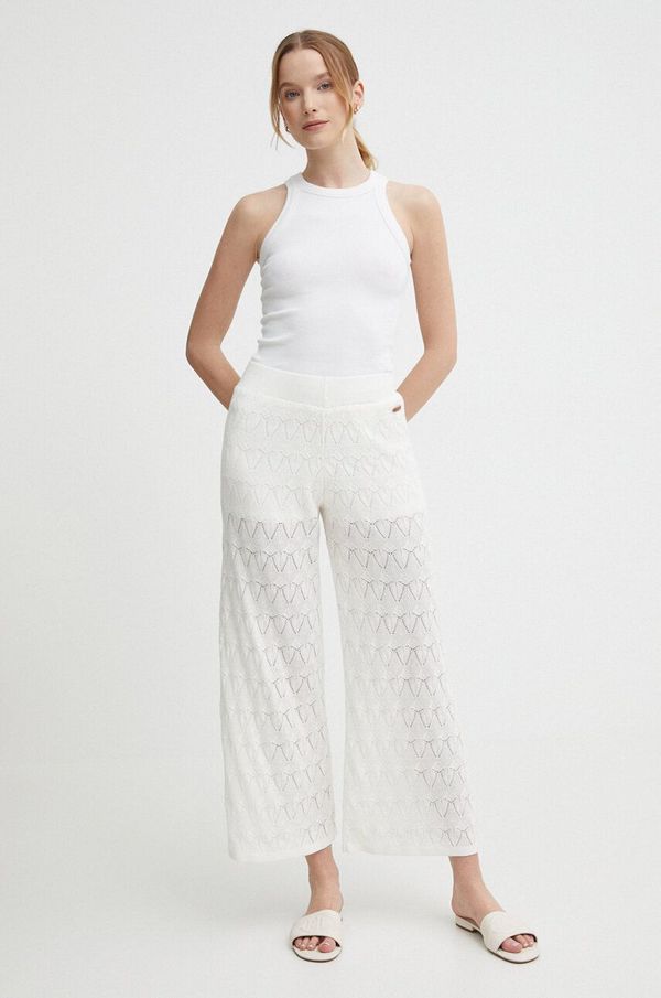 Pepe Jeans Hlače s dodatkom lana Pepe Jeans GOLDIE PANTS boja: bež, ravni kroj, visoki struk, PL211749