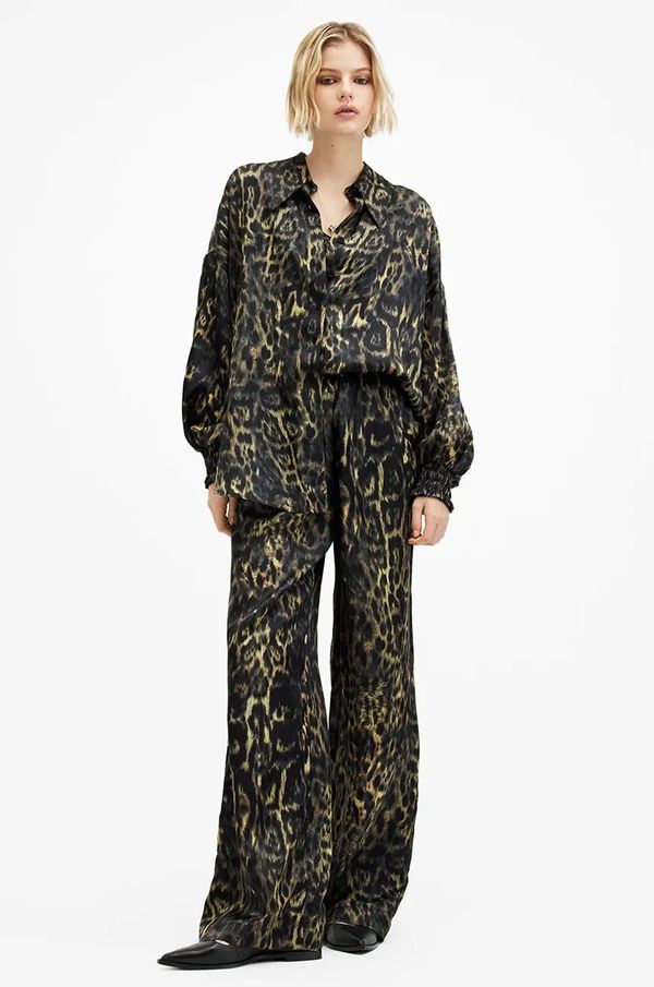 AllSaints Hlače s dodatkom svile AllSaints CHARLI široke, visoki struk, W023TB