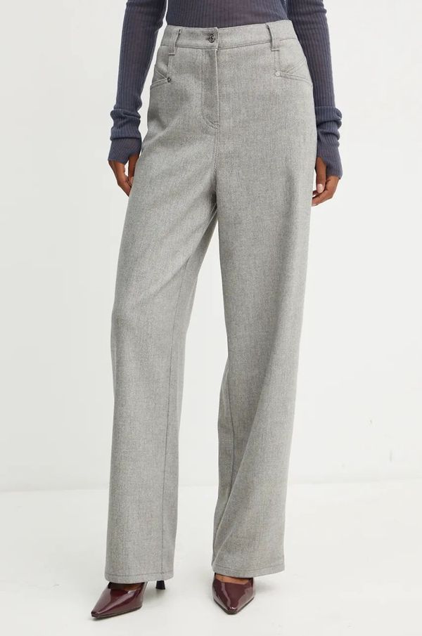 Boss Orange Hlače s primjesom vune Boss Orange boja: siva, ravni kroj, visoki struk, 50524386