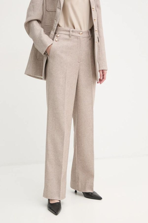 Bruuns Bazaar Hlače s primjesom vune Bruuns Bazaar boja: bež, ravni kroj, visoki struk, BBW4308