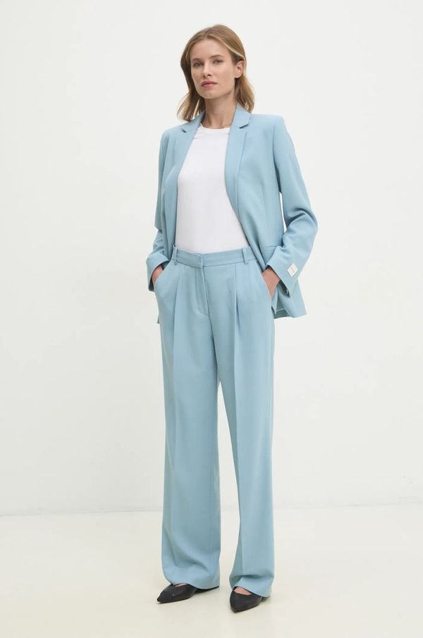 Calvin Klein Hlače s primjesom vune Calvin Klein široke, visoki struk, K20K207836