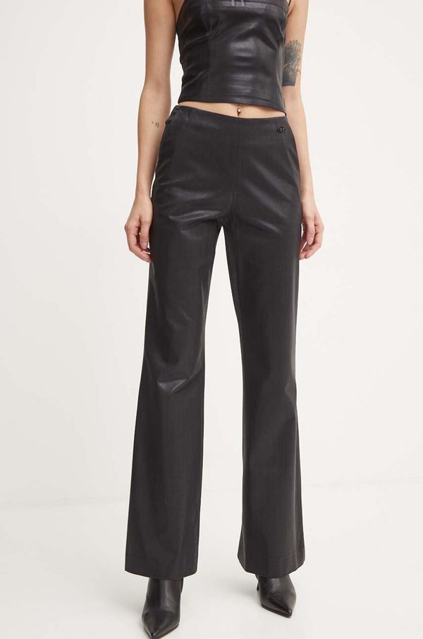 Diesel Hlače s primjesom vune Diesel P-OLARIS boja: crna, trapez, visoki struk, A13987.0IPAA