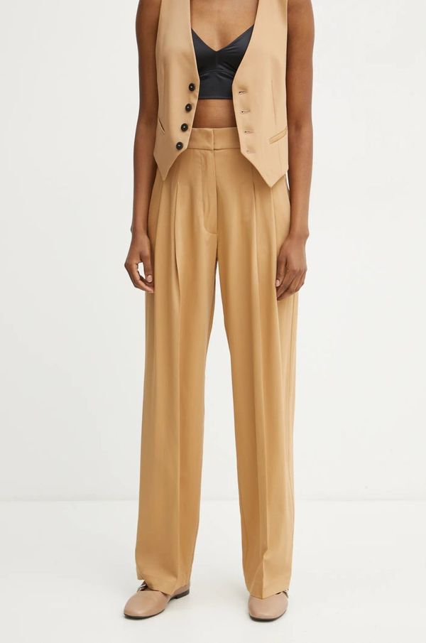 Forte Forte Hlače s primjesom vune Forte Forte boja: smeđa, ravni kroj, visoki struk, 13221_my pants