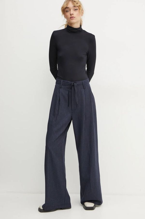 G-Star Raw Hlače s primjesom vune G-Star Raw boja: tamno plava, široke, visoki struk, D22883-D721