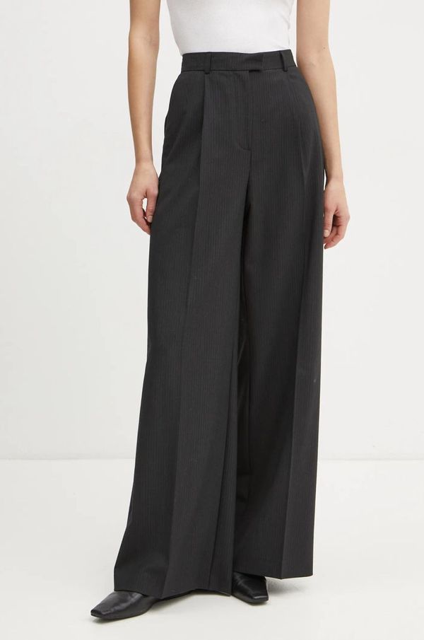 Herskind Hlače s primjesom vune Herskind Kelly boja: crna, široke, visoki struk, 5405134