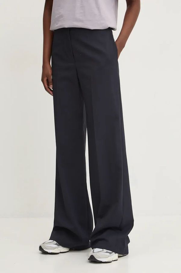 Hugo Hlače s primjesom vune HUGO boja: tamno plava, široke, visoki struk, 50516143