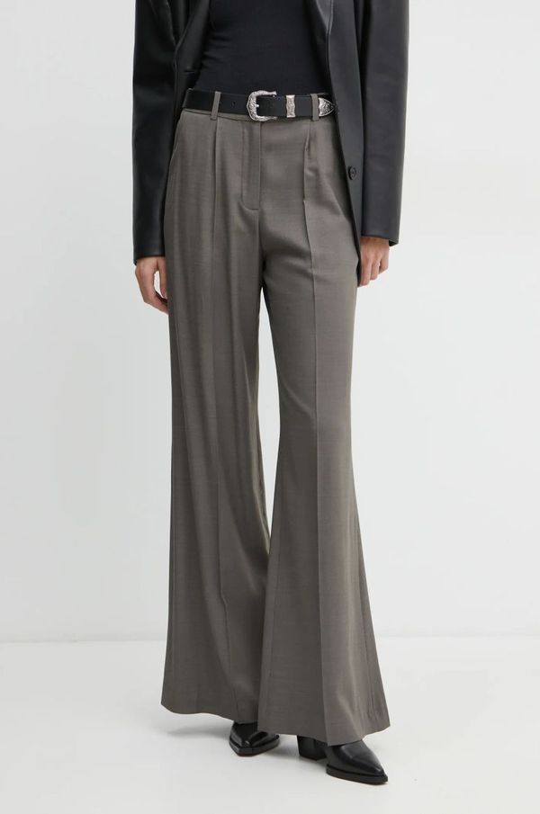 IRO Hlače s primjesom vune IRO boja: siva, trapez, visoki struk, WM23ODILLA