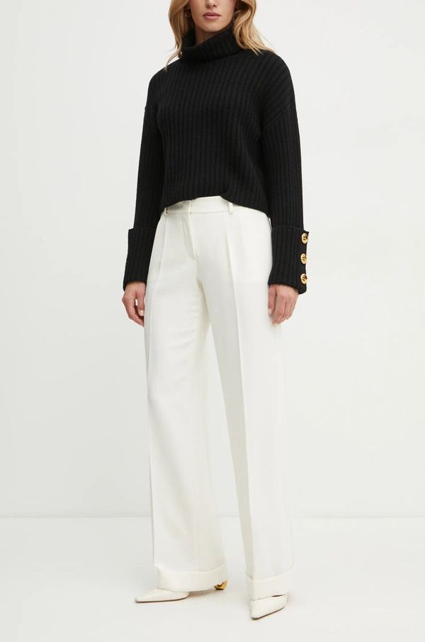 Luisa Spagnoli Hlače s primjesom vune Luisa Spagnoli boja: bež, ravni kroj, visoki struk, 541550