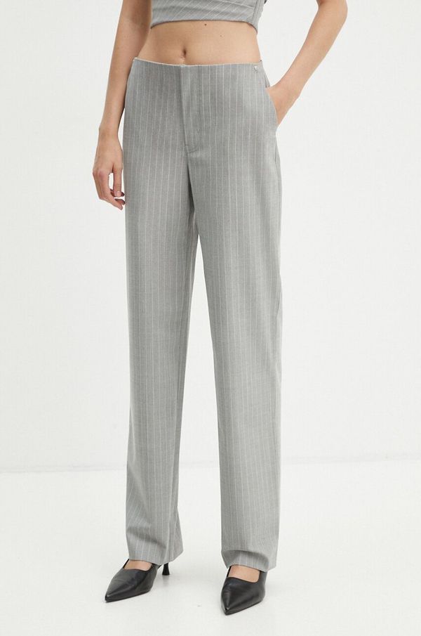 Moschino Jeans Hlače s primjesom vune Moschino Jeans boja: siva, ravni kroj, visoki struk, A0307 8725