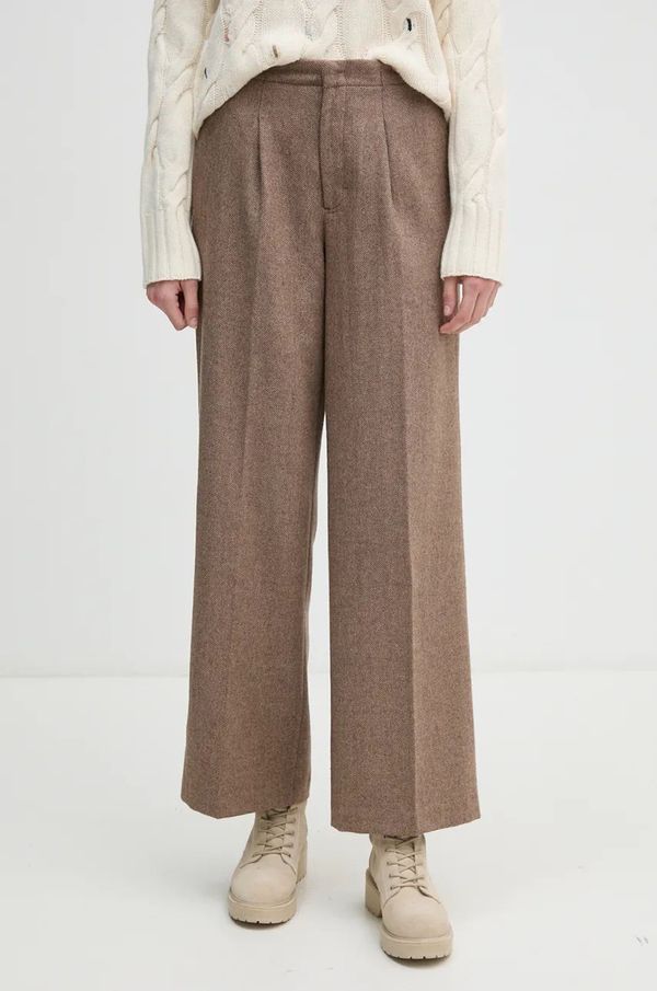 Pepe Jeans Hlače s primjesom vune Pepe Jeans DOLLY boja: zelena, ravni kroj, visoki struk, PL211772