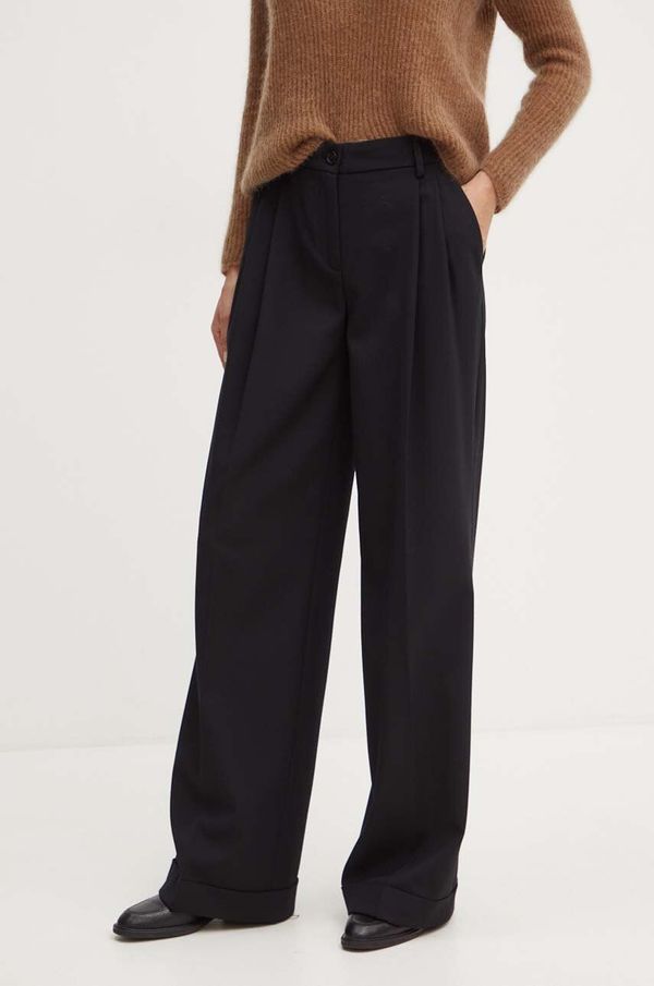 Pinko Hlače s primjesom vune Pinko boja: crna, ravni kroj, visoki struk, 103701 A1XX