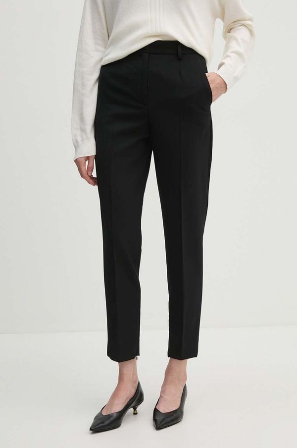 Pinko Hlače s primjesom vune Pinko boja: crna, ravni kroj, visoki struk, 103702 A1XX
