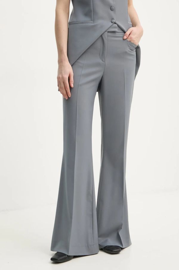 Remain Hlače s primjesom vune Remain boja: siva, trapez, visoki struk, 5023923046