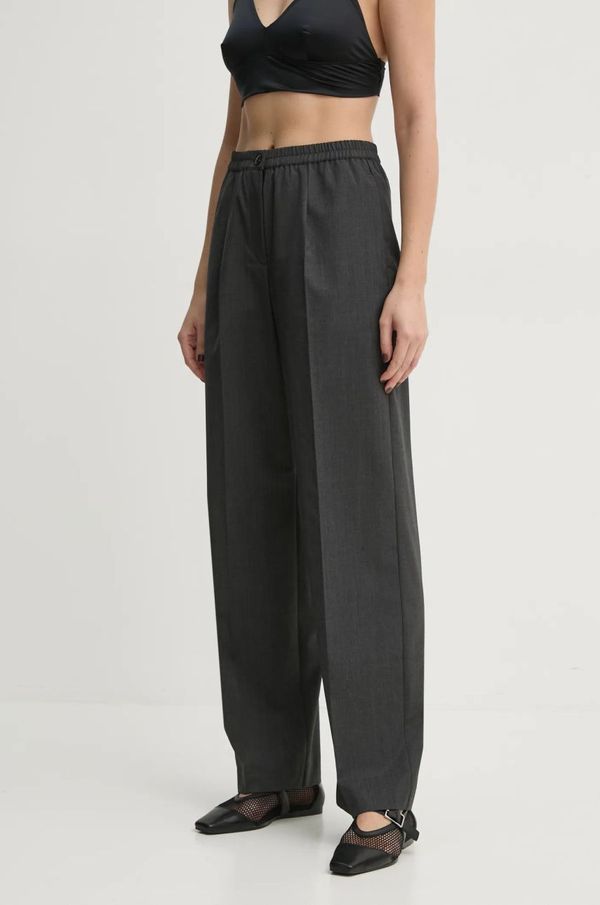 Samsoe Samsoe Hlače s primjesom vune Samsoe Samsoe SATOVE boja: siva, ravni kroj, visoki struk, F24400134