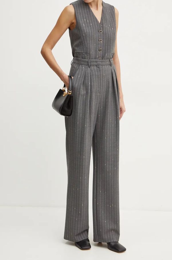 Simona Corsellini Hlače s primjesom vune Simona Corsellini boja: siva, široke, visoki struk, A24CPPA014