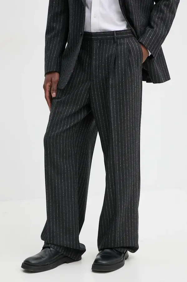 Sunflower Hlače s primjesom vune Sunflower boja: siva, ravni kroj, 4156