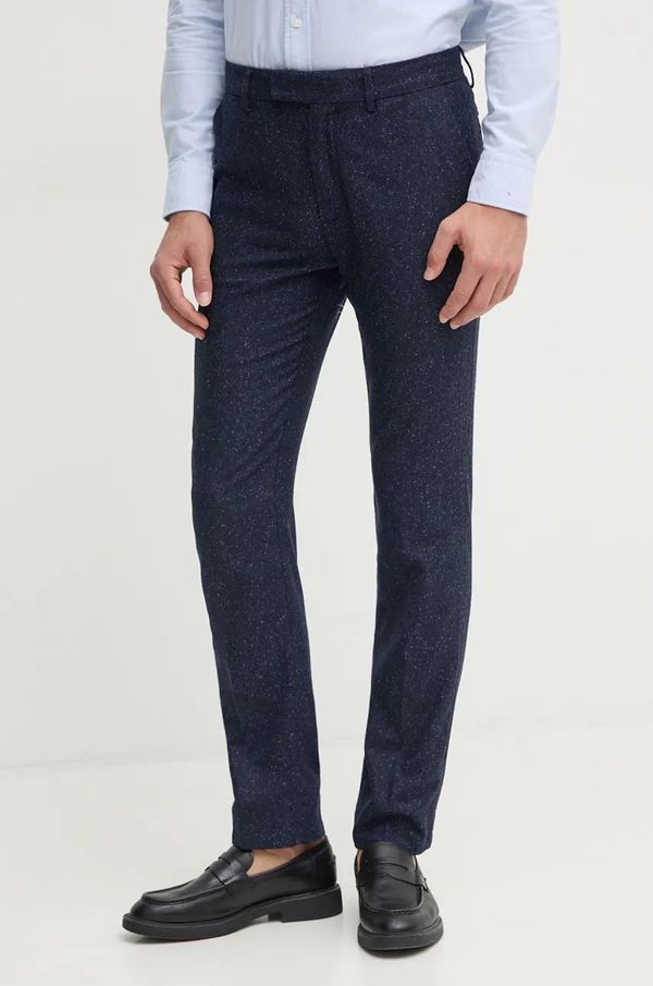 Tommy Hilfiger Hlače s primjesom vune Tommy Hilfiger boja: tamno plava, ravni kroj, MW0MW36699