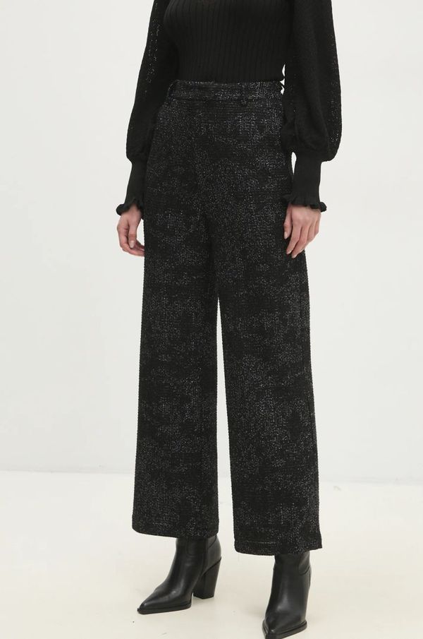 Answear Lab Hlače s vunom Answear Lab boja: crna, ravni kroj, visoki struk