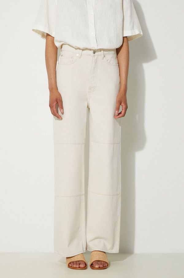 Samsoe Samsoe Hlače Samsoe Samsoe Sashelly za žene, boja: bež, ravni kroj, visoki struk, F24200010