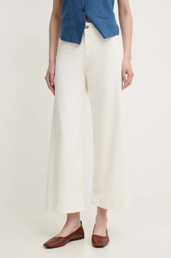 Sandro Ferrone Hlače Sandro Ferrone za žene, boja: bež, široke, visoki struk, SFS10XBDSHANNON