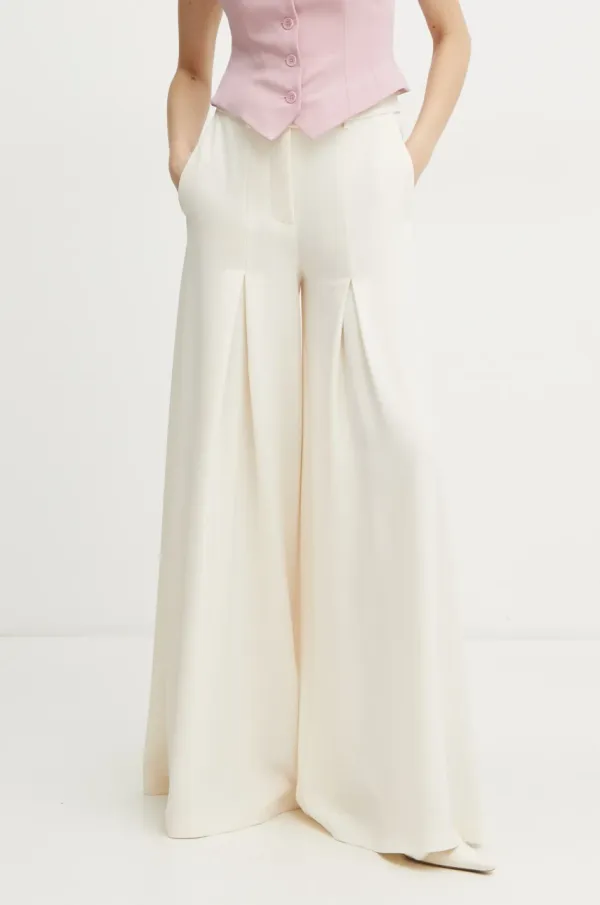 Simona Corsellini Hlače Simona Corsellini za žene, boja: bež, široke, visoki struk, P25CPPA007