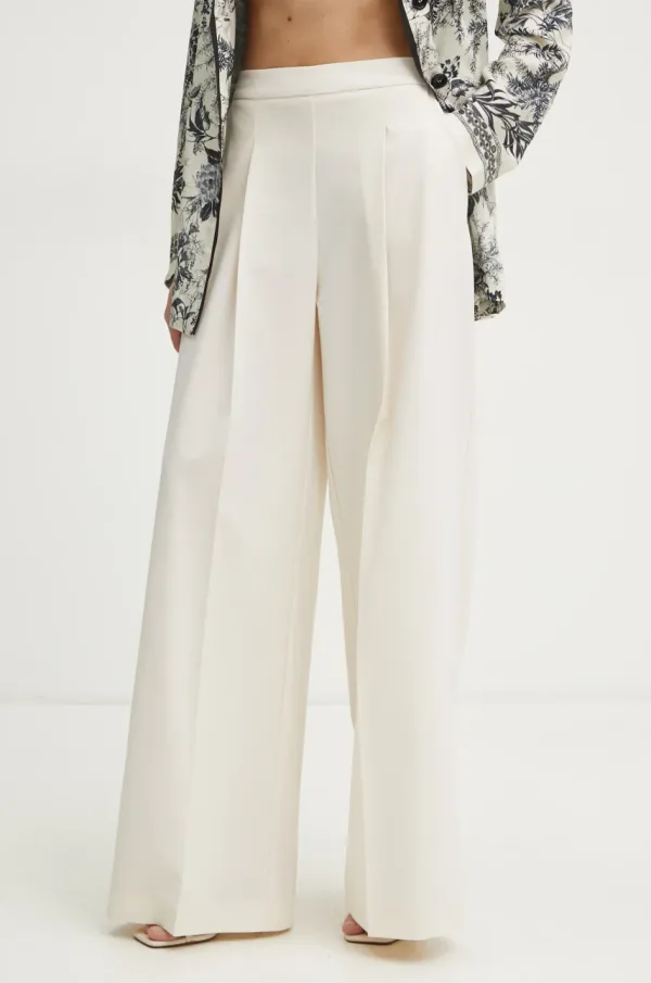 Simona Corsellini Hlače Simona Corsellini za žene, boja: bež, široke, visoki struk, P25CPPA010