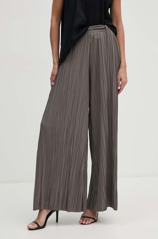 Sisley Hlače Sisley za žene, boja: siva, široke, visoki struk, 4IWWLF05P