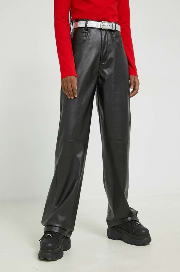 Sixth June Hlače Sixth June za žene, boja: crna, ravni kroj, visoki struk