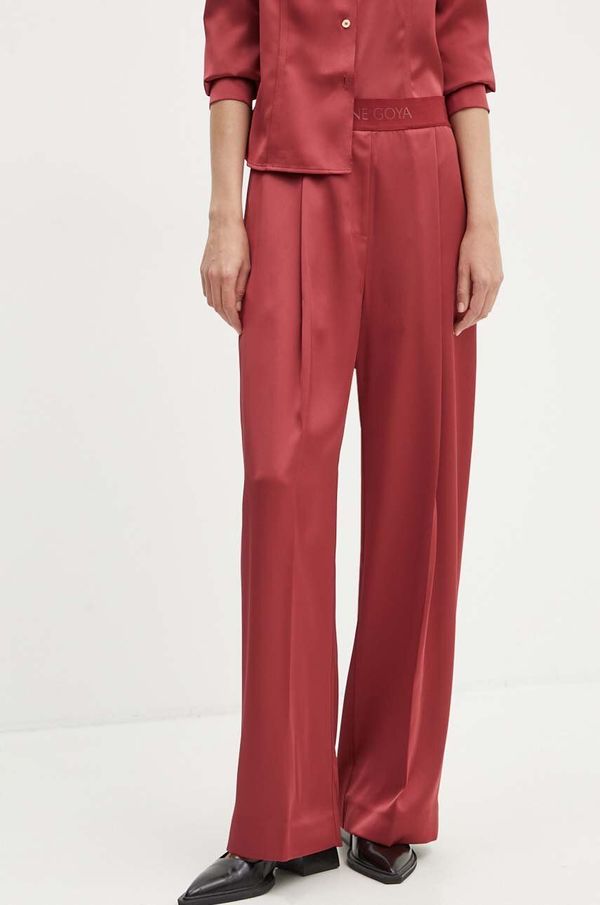 Stine Goya Hlače Stine Goya za žene, boja: bordo, ravni kroj, visoki struk, SG5961