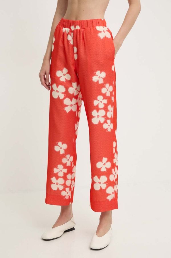 Stine Goya Hlače Stine Goya za žene, boja: narančasta, ravni kroj, visoki struk, SG5868