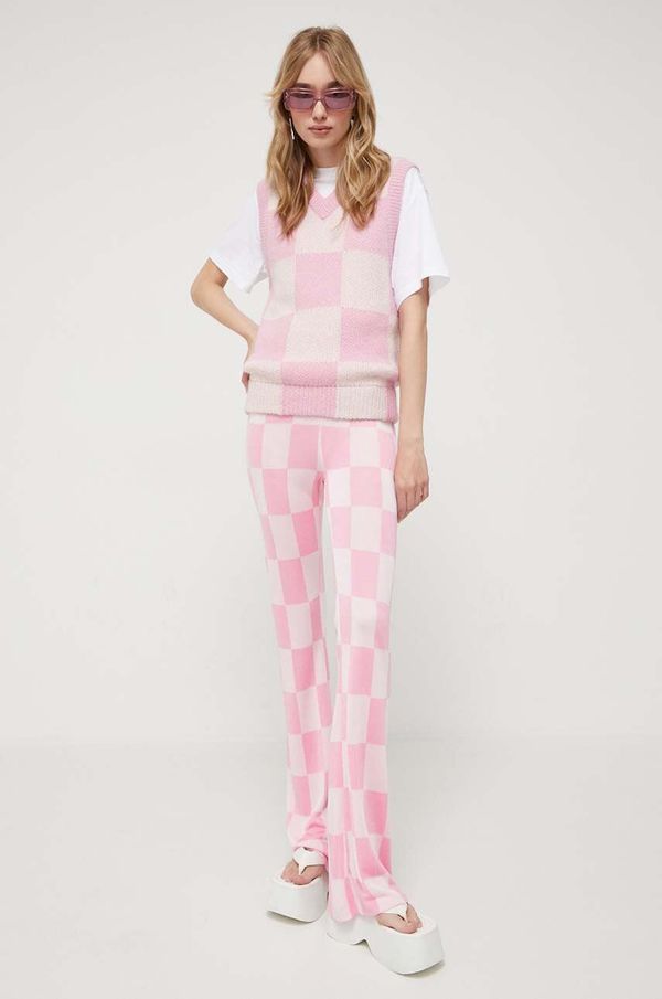 Stine Goya Hlače Stine Goya za žene, boja: ružičasta, trapez, visoki struk