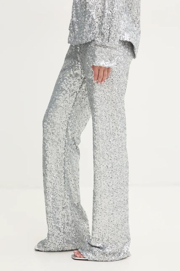 Stine Goya Hlače Stine Goya za žene, boja: srebrna, ravni kroj, visoki struk, P004-2260