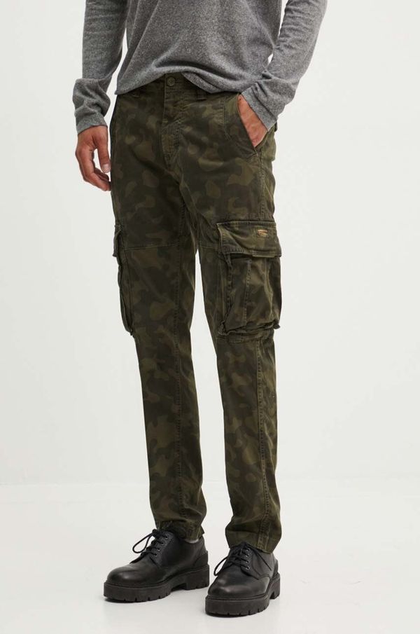 Superdry Hlače Superdry za muškarce, boja: zelena, uski kroj