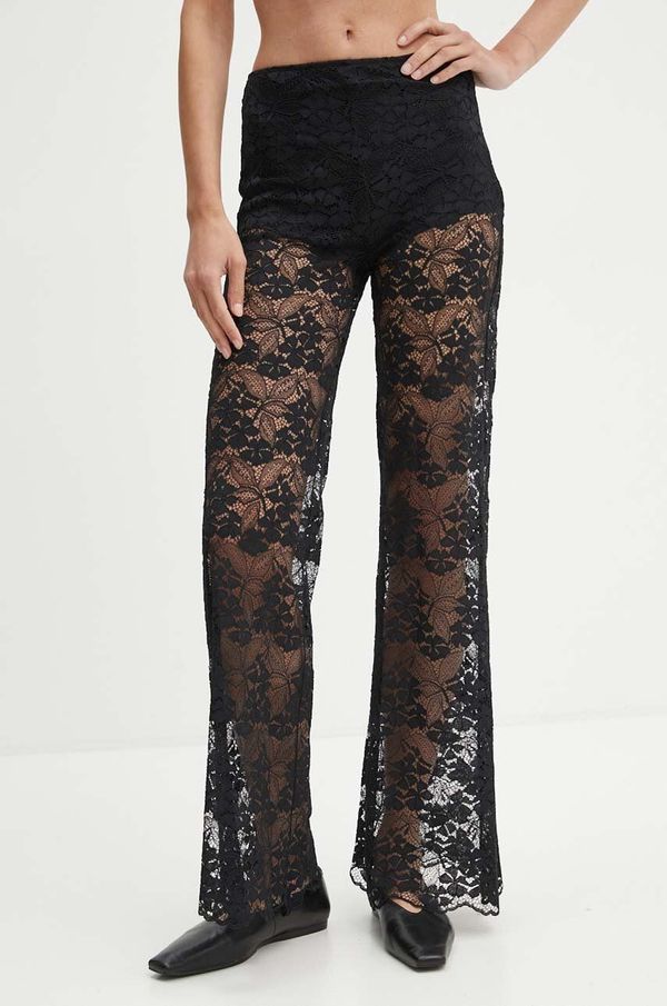 The Kooples Hlače The Kooples za žene, boja: crna, trapez, visoki struk, FPAN29001K