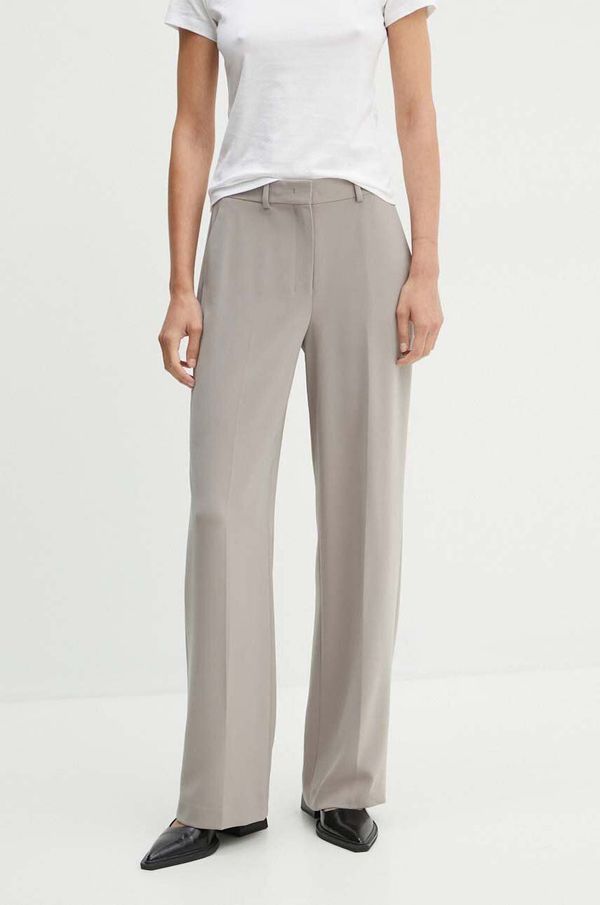 Theory Hlače Theory za žene, boja: bež, široke, visoki struk, O0709202