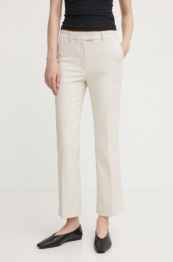 Tiger of Sweden Hlače Tiger Of Sweden Noora za žene, boja: bež, ravni kroj, visoki struk, S69302093