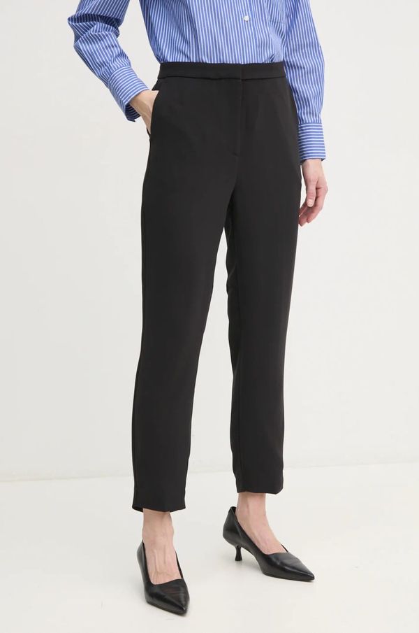 Tommy Hilfiger Hlače Tommy Hilfiger za žene, boja: crna, kroj cigarette, visoki struk, WW0WW45450