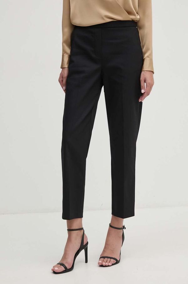 Tommy Hilfiger Hlače Tommy Hilfiger za žene, boja: crna, ravni kroj, visoki struk, WW0WW43632