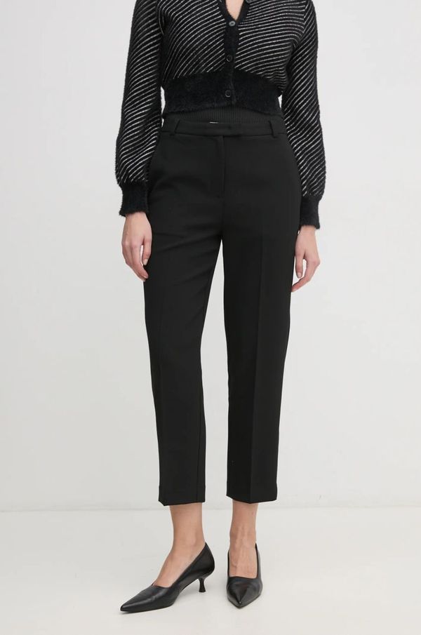 Tommy Hilfiger Hlače Tommy Hilfiger za žene, boja: crna, ravni kroj, visoki struk, WW0WW44090